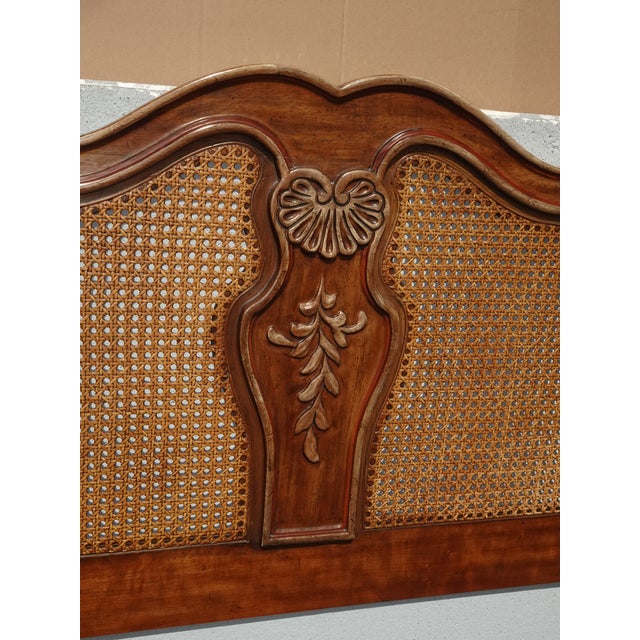 Vintage Drexel Heritage French Provincial Louis XV Cane King Headboard For Sale - Image 9 of 17