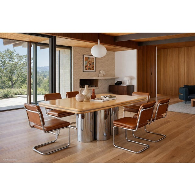 This exceptional vintage dining table, designed by Stanley Jay Friedman for Brueton in the United States during the 1980s,...