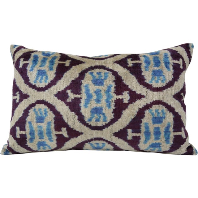 Contemporary Silk Uzbek Ikat Velvet Hand Made Pillow Cushion For Sale - Image 3 of 3