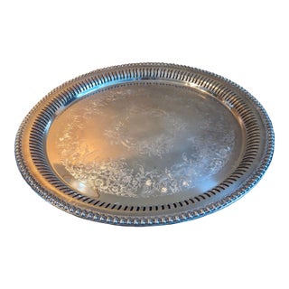 Vintage Wilcox International Silver Brandon Hall 7572b Round Platter Tray For Sale