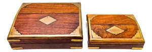 French Walnut and Brass Boxes, 1950s, Set of 2