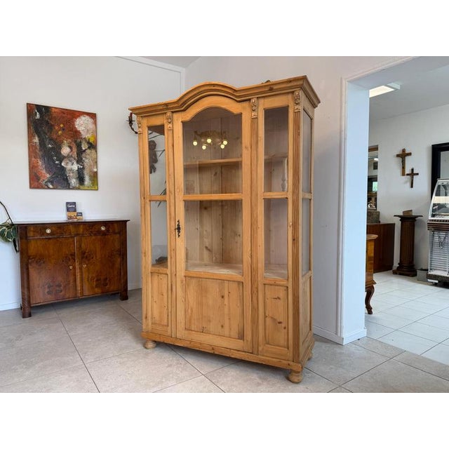 Rustic Solid Wood Glass Display Cabinet, Spruce, Dimensions: Height x Width x Depth 189 x 129 x 49 cm. For sale is an...