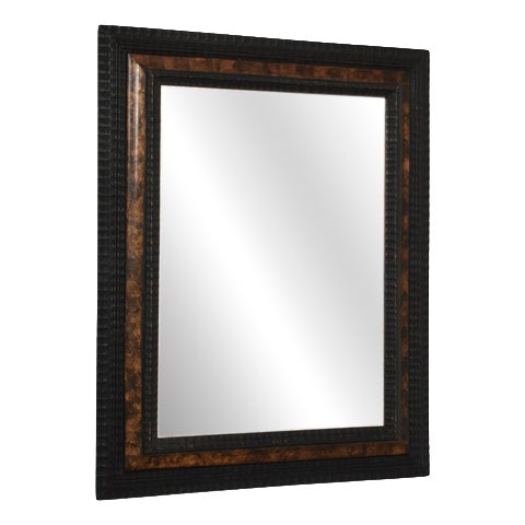 Carved Ebonised Wood Mirror For Sale