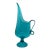 Vintage Le Smith MCM Aqua Glass Pitcher Candleholder Vase Simplicity Design For Sale