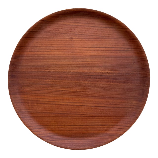 Ary Nybro Sweden Bentwood Round Teak Tray 18" Scandinavian Modern For Sale