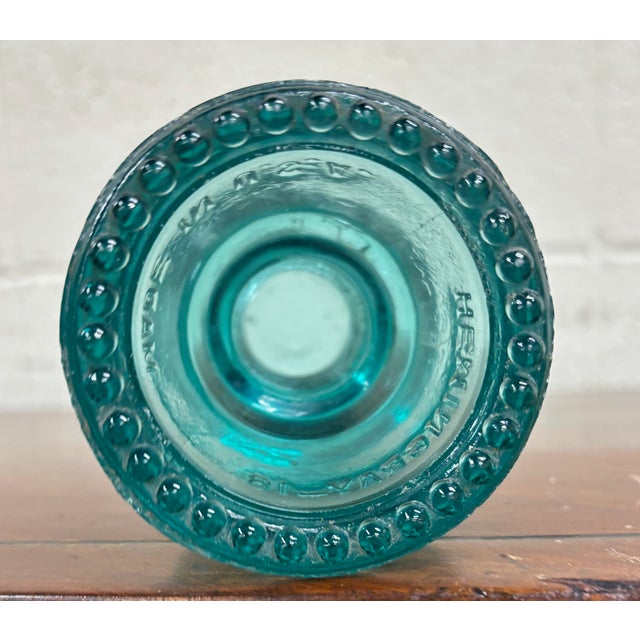 Glass Vintage Hemingray 16 Aqua Teal Glass Insulator For Sale - Image 7 of 7