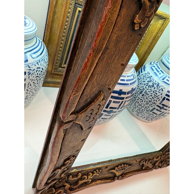Vintage Hand Carved Wood Picture Frame With Folk Floral Motifs For Sale - Image 17 of 18