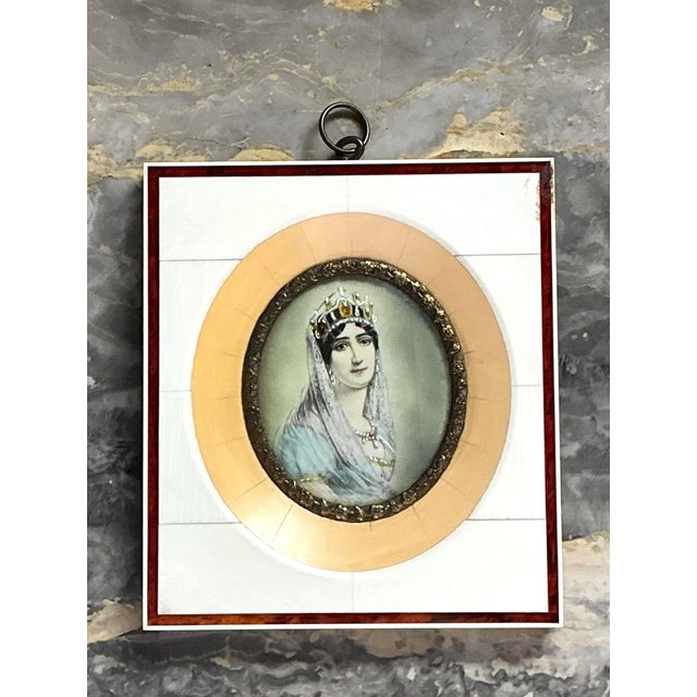 Wood Vintage German Miniature Portrait For Sale - Image 7 of 18