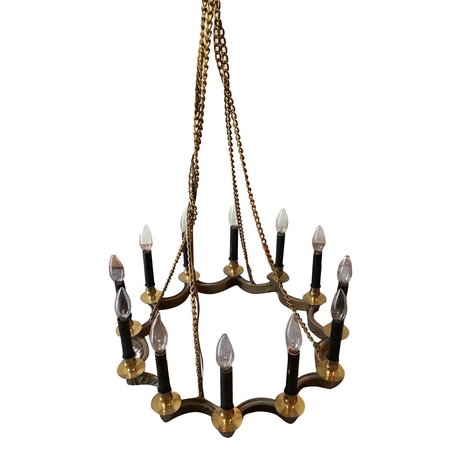 Vintage 57012 MidCentury Modern Solid Brass Chandelier Chairish
