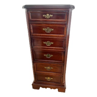 1990s Vintage Bassett Lingerie Dresser Chest Six Dovetail Drawers Chippendale Style For Sale