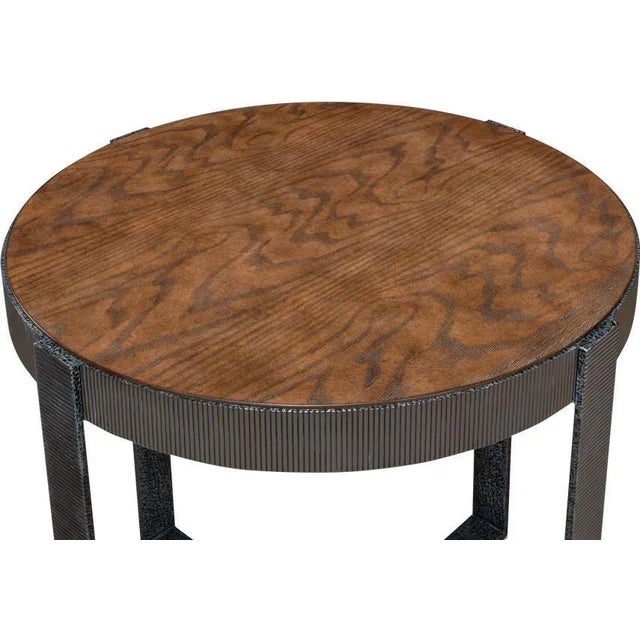 Traditional Sarreid Round Veneered Side Table For Sale - Image 3 of 6