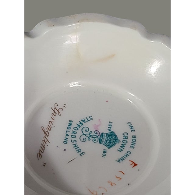 Pink Vintage Royal Crown Staffordshire Fine Bone China Floral Springtime Coffee Pot For Sale - Image 8 of 11