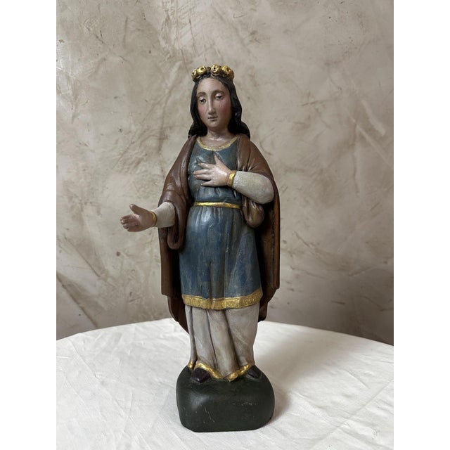 19th Century Wooden Virgin Mary, 1800s For Sale - Image 13 of 13