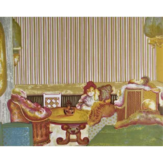 This artwork titled "Conversation" is an original color lithograph on Arches paper by Iranian/Israeli artist Elie (Eliahu)...