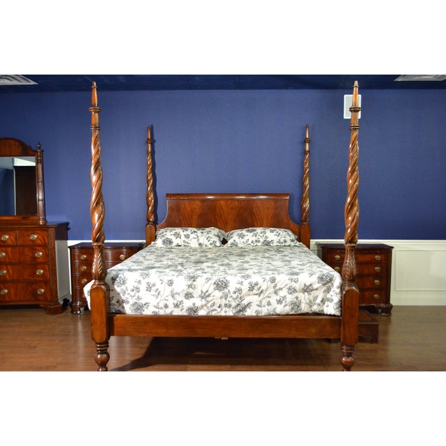 Traditional King Size Mahogany Plantation Poster Bed by Leighton Hall - Showroom Sample For Sale - Image 15 of 16