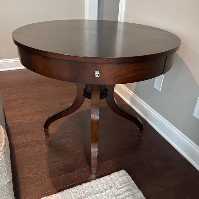 Wood Ethan Allen Wilshire Rent Table - Modern Glamour Collection - Macchiato Finish For Sale - Image 7 of 8