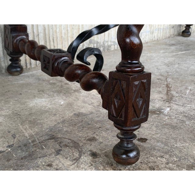 19th Spanish Console/Desk With Iron Stretcher and Solomonic Legs For Sale - Image 11 of 12