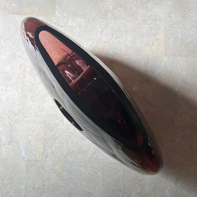 Postmodern A Modernist Art Glass “Donut” Vase In Aubergine, Late 20Th Century For Sale - Image 3 of 12