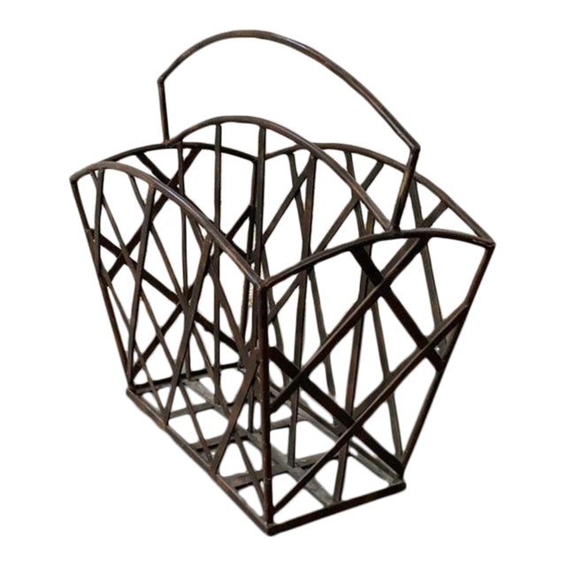 Vintage Large Metal Magazine Rack For Sale