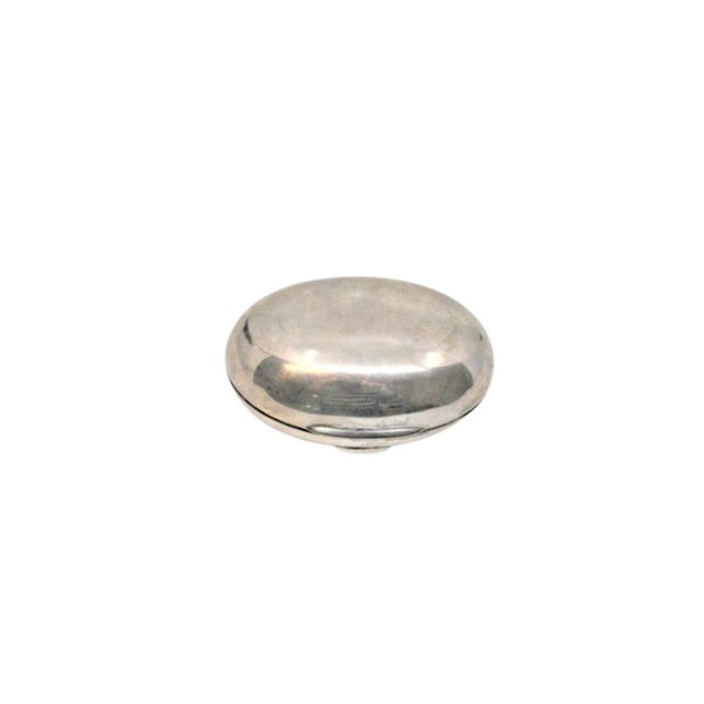 Smooth Silver Oval Shaped Soap Dish with Hinged Lid, in Very Good conditions. Designed from 2000 This piece has an...