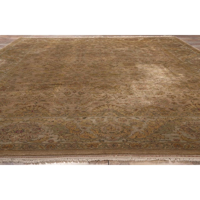 Brown Vintage Earth-Tone Brown Indian Tabriz Rug, 09'03 X 12'03 For Sale - Image 8 of 9