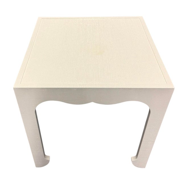 Linen Lee Jofa for Kravet Oliver Linen Wrapped Side Table For Sale - Image 8 of 10