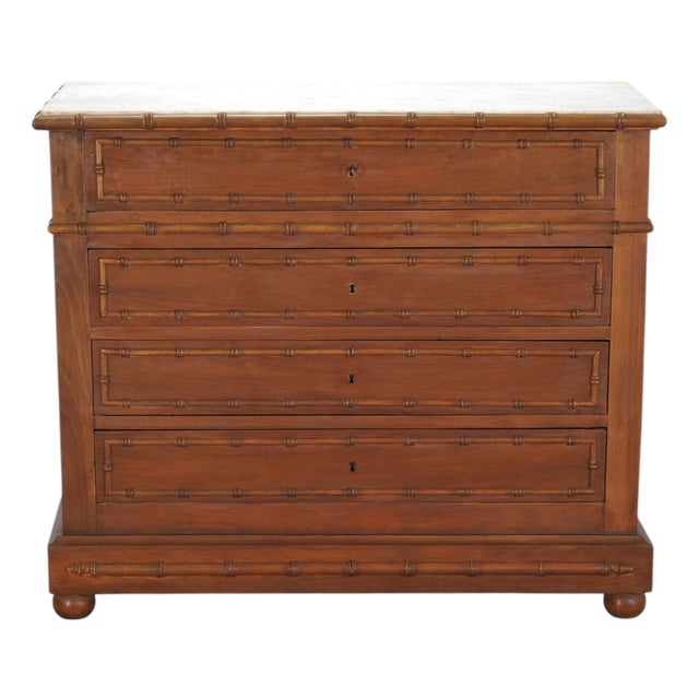 English Faux Bamboo Aesthetic Movement Marble Top Commode Dresser For Sale