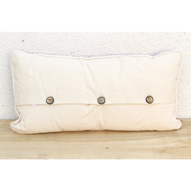 Mahi Striped Gujarati Mashru Lumbar Pillow For Sale In Los Angeles - Image 6 of 7