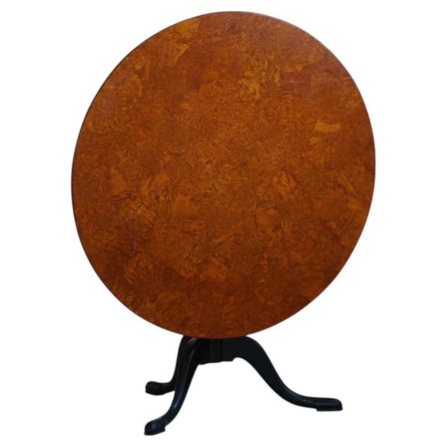 Antique Swedish Tilt-Top Occasional Table in Burl Wood Veneer, Mid-19th Century For Sale - Image 17 of 17