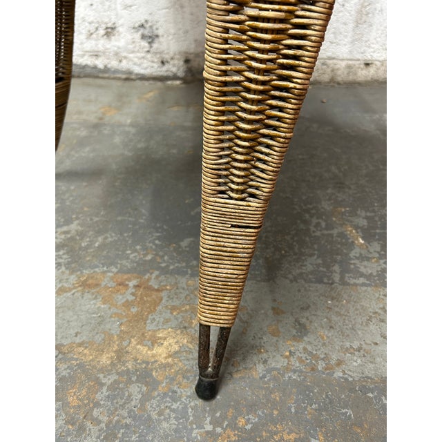 Wood Vintage Attributed Danny Ho Fong & Miller Fong for Tropi-Cal Mid-Century Modern High-Back Wicker Accent Chair For Sale - Image 7 of 9