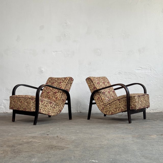 Wood Mid-Century Modern Lounge Chairs by Karel Koželka & Antonín Kropáček, 1960s, Set of 2 For Sale - Image 7 of 11