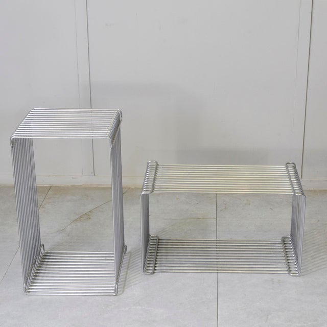 Wire Steel Pantonova Side Tables by Verner Panton for Fritz Hansen, 1970s, Set of 2 For Sale - Image 6 of 7
