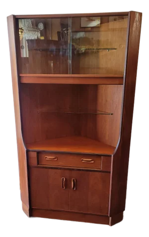 Mid- Century Danish Modern G-Plan Corner Cabinet Teak Large