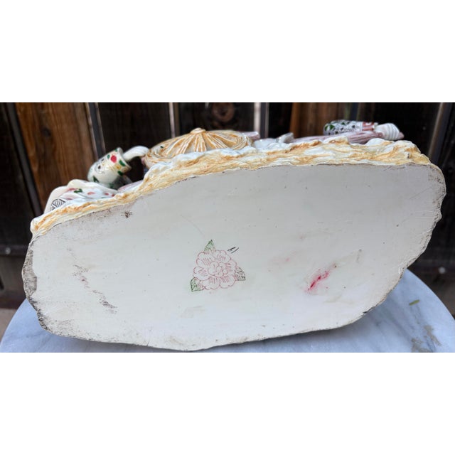 Plastic Vintage Italian Chinoiserie Faux Alabaster Prosperity Cart Sculpture For Sale - Image 7 of 9