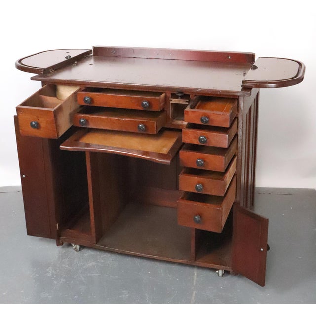Antique Roll Top Watchmaker's Workbench on Casters For Sale - Image 4 of 15