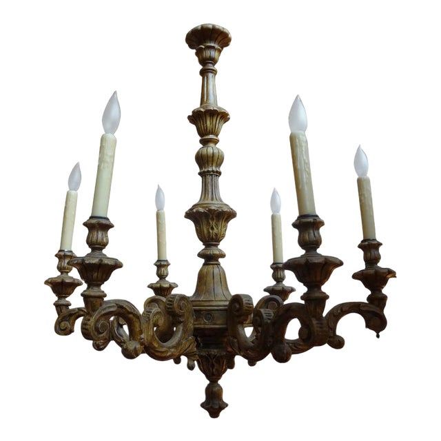 1920s Italian Six Arm Carved Wood Chandelier Chairish