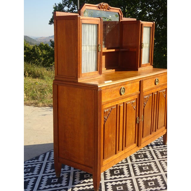 Vintage Oak Buffet with Sentry Boxes and Mirror For Sale - Image 3 of 18