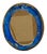 Mid 20th Century Mid‑20th Century European Ornate Rococo‑Style Ceramic Oval Frame — Painted Gold & Blue With Floral Botanical Silk‑Screen Print For Sale - Image 5 of 12