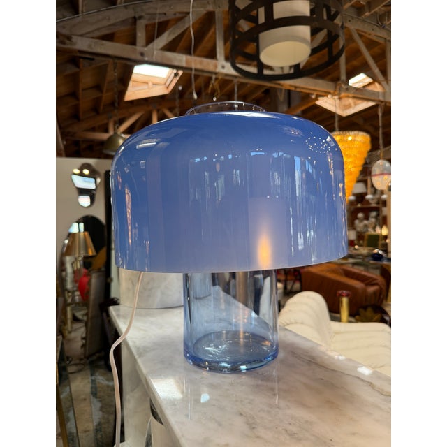Blue 1970s Lt226 Murano Glass Table Lamp by Carlo Nason for Mazzega, Italy For Sale - Image 8 of 9