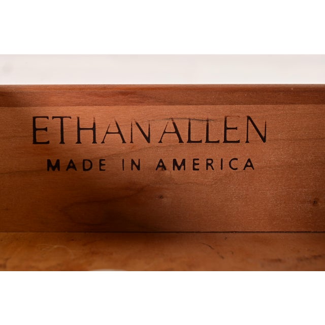 Ethan Allen French Regency Louis XVI Carved Cherry Wood Bedside Chest For Sale - Image 10 of 17