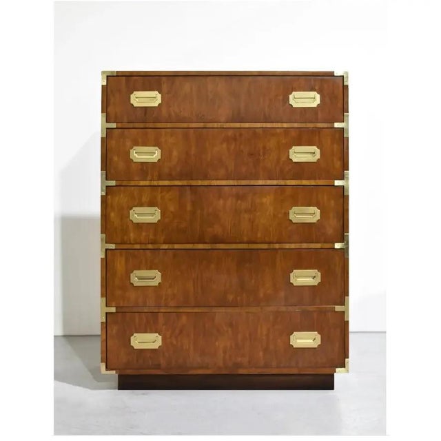 Dixie Mid Century Highboy Campaign Dresser by Dixie Furniture For Sale - Image 4 of 12