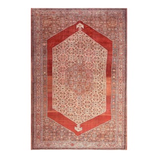 1890s Red Medallion Antique Persian Malayer Rug 11' 0" X 17' 0" Handknotted Wool Carpet For Sale