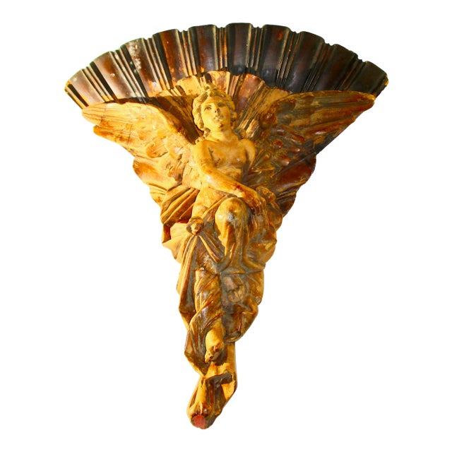 Antique Carved Wood Italian Corner Shelf Bracket For Sale