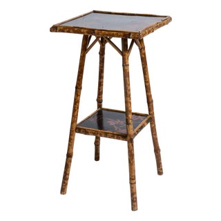 Antique Tortoiseshell Bamboo & Lacquer Chinoiserie Side Table Stand, France c.1880 For Sale