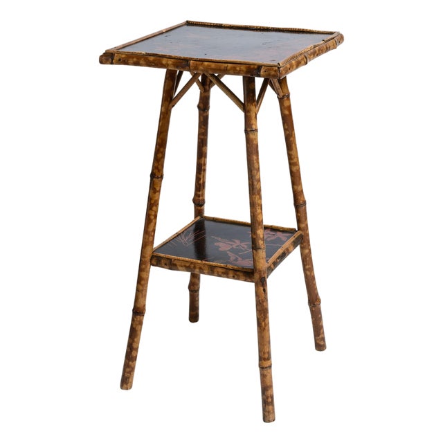 Antique Tortoiseshell Bamboo & Lacquer Chinoiserie Side Table Stand, France c.1880 For Sale