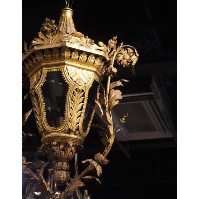Italian Late 18th Century Venetian Gilt Metal and Glass Lantern For Sale - Image 3 of 18