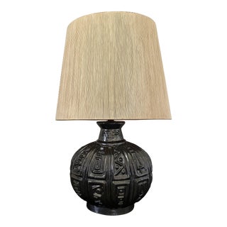 Midcentury Ceramic Pottery Lamp by Lee Rosen for Design Technics With Original String Shade For Sale