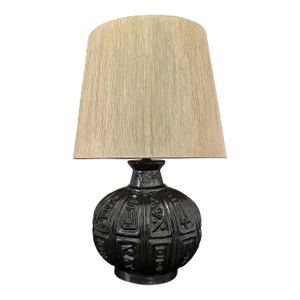 Midcentury Ceramic Pottery Lamp by Lee Rosen for Design Technics With Original String Shade