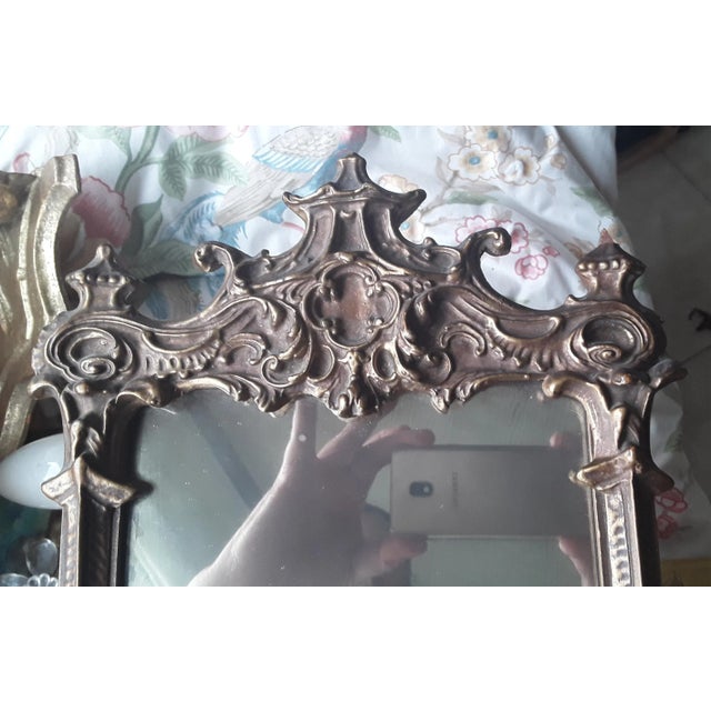 18th-19thc French Antique Chinoiserie Carved Gilded Wood & Gesso Mirrored Wall Display Shelf/ Wall Bracket/ Wall Console For Sale - Image 4 of 12
