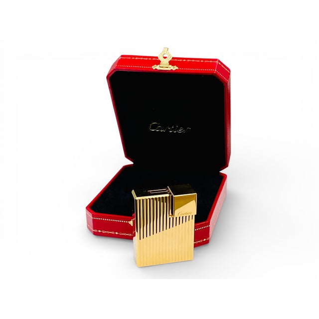 Gold-Plated Pocket Lighter with Engine-Turned Decoration from Cartier For Sale - Image 12 of 16